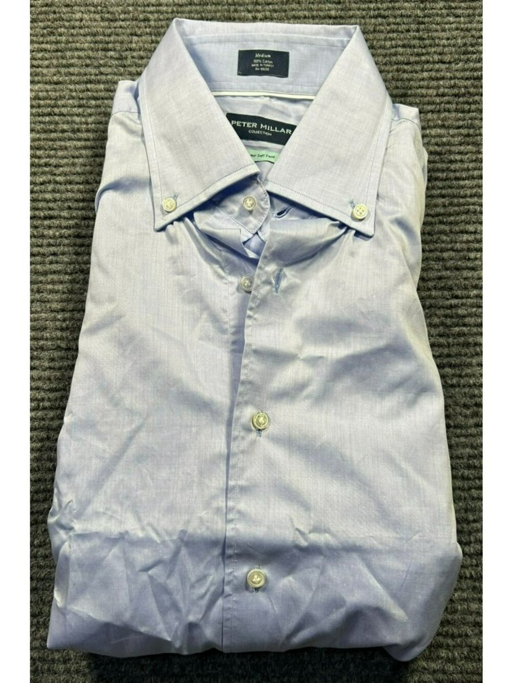 Peter Millar Mens Button-Down Shirt Blue M 100% Cotton Summer Soft Twill New NWT - Picture 3 of 8